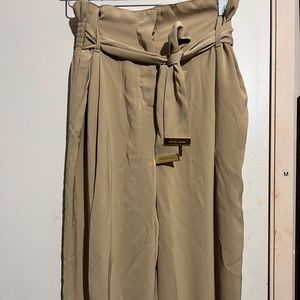 NWT Michael Kors Basics High Tie Waist Khaki Tan Pants Trousers Large  WideLeg
